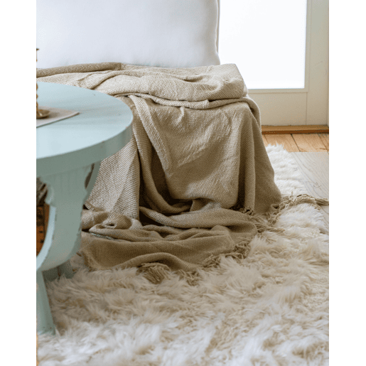 Manta CHAOHANI Tecido 200 x 220 cm Creme