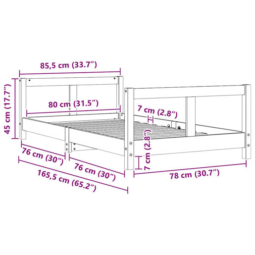 vidaXL Estrutura de cama infantil 80x160 cm pinho maciço vidaXL Estrutura de cama infantil 80x160 cm pinho maciço