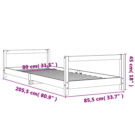 vidaXL Estrutura de cama infantil 80x200 cm madeira de pinho maciça