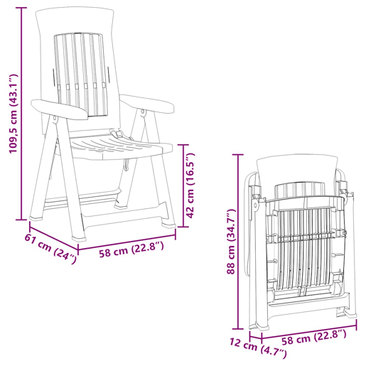 vidaXL Cadeiras de jardim reclináveis 2 pcs PP antracite