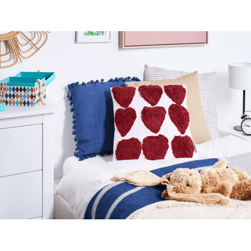 Conjunto de 2 almofadas decorativas MINGORA Algodão 45 x 45 cm Vermelho Padrão de corações