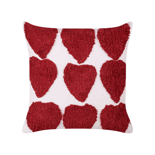 Conjunto de 2 almofadas decorativas MINGORA Algodão 45 x 45 cm Vermelho Padrão de corações
