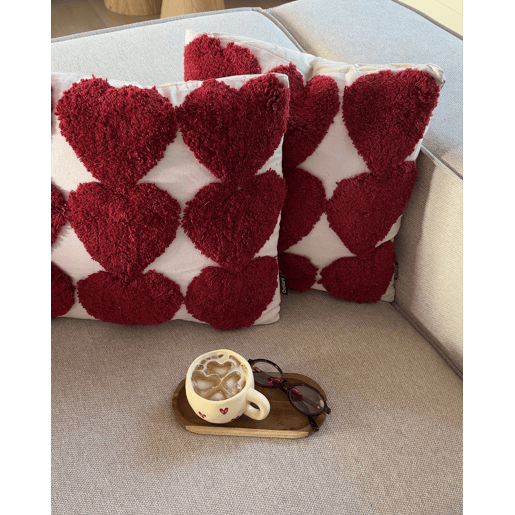 Conjunto de 2 almofadas decorativas MINGORA Algodão 45 x 45 cm Vermelho Padrão de corações