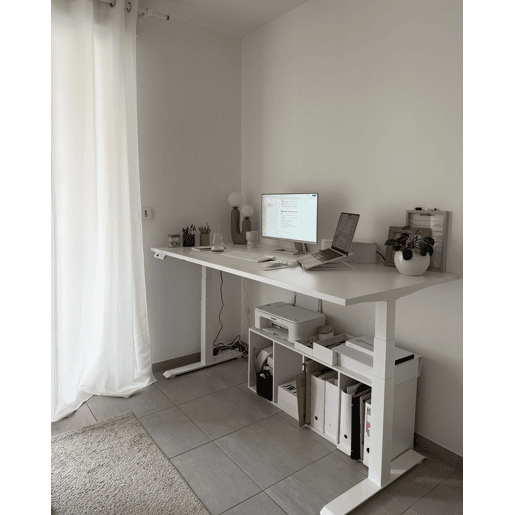 Secretária de pé ajustável eletricamente DESTINES Branco 180 cm 80 cm