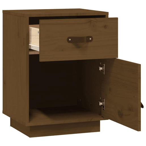 vidaXL Mesas de cabeceira 2 pcs 40x34x55 cm pinho maciço castanho mel