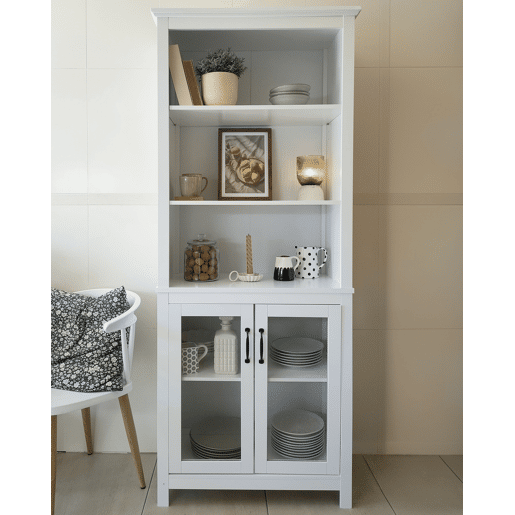 Armário com vitrine LUSBY 75 cm Branco