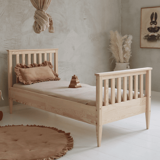Cama 90x190 base incluída pés 19 cm Joséphine Madeira