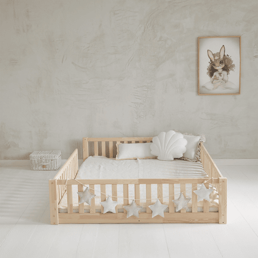 Cama 140x190 incluindo calha e estrado de ripas com pés de 1 cm Agnès Bois
