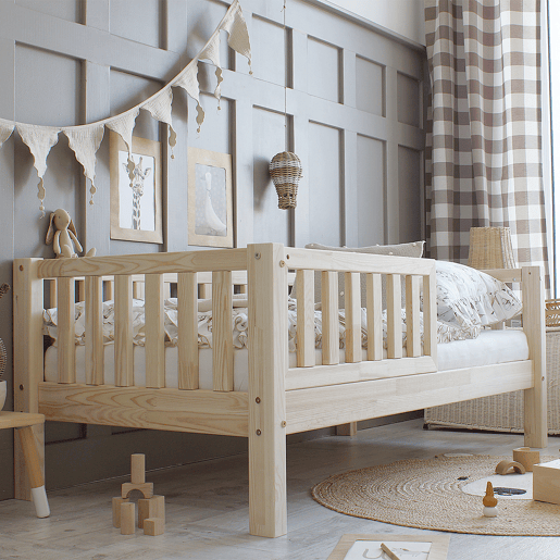 Cama 90x190 barreira e base incluída pés 19 cm Agnès Madeira