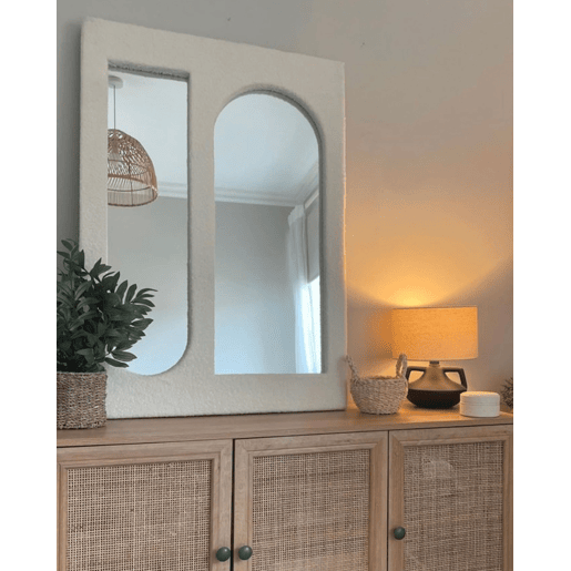 Espelho MARCIGNY 70 cm 100 cm Bouclé Branco creme