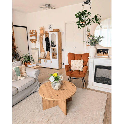 Poltrona de Baloiço OULU Tecido Castanho