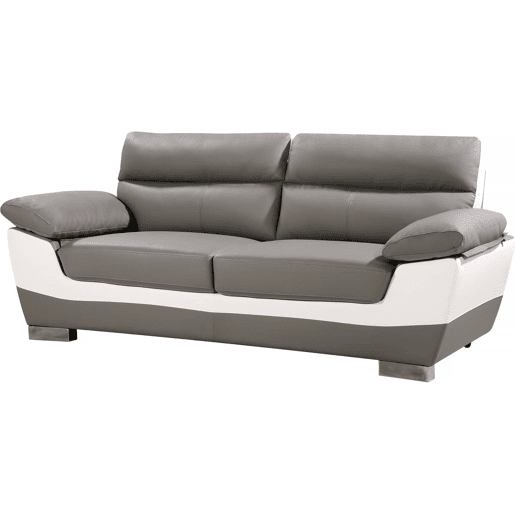 Sofá fixo em couro colado e PVC Dallas - 169 x 88 x 90 cm - 2 lugares - CinzaBranco