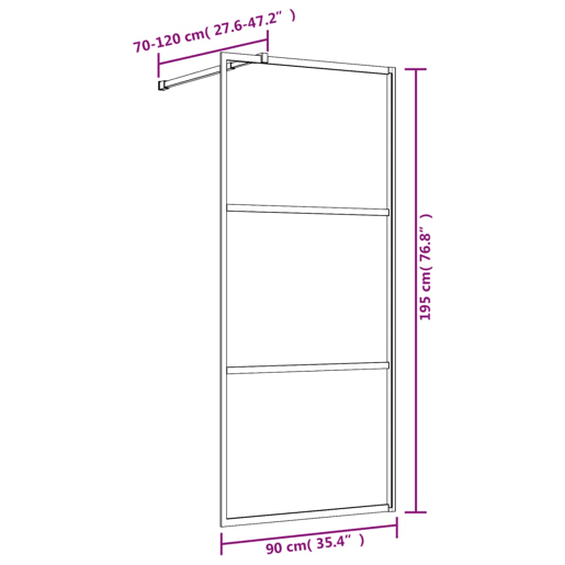 vidaXL Divisória de chuveiro 90x195 cm vidro transparente ESG dourado