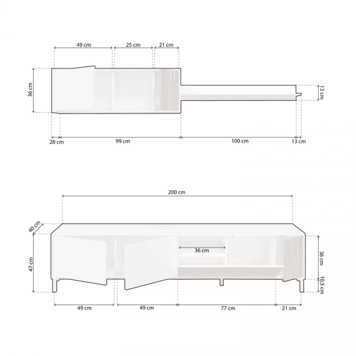 Salão Nitza Blanco Artik (Blanco Mate) - Natur 200 x 47 x 40 cm