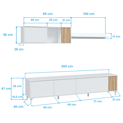Salão Ethna Blanco Artik (Blanco Mate) - Natur 200 x 47 x 40 cm Salão Ethna Blanco Artik (Blanco Mate) - Natur 200 x 47 x 40 cm