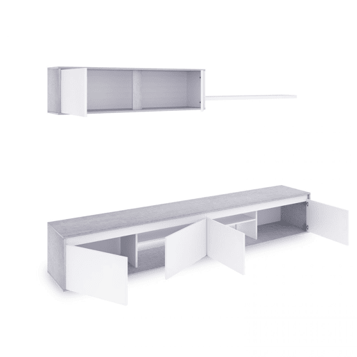 Salão Arlet Branco Artik (Branco mate) - Cinzento Cimento 200 x 43 x 41 cm