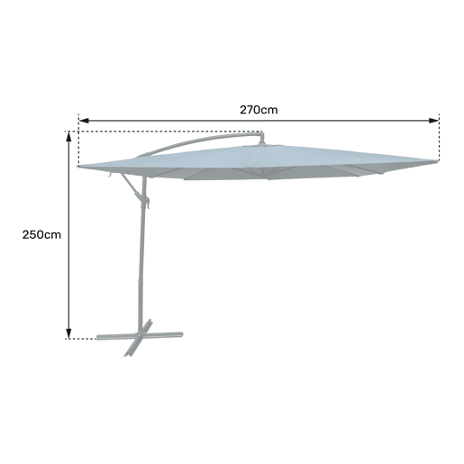 Sombrilla excéntrica MOLOKAI cuadrada 2,7x2,7 m color gris + funda