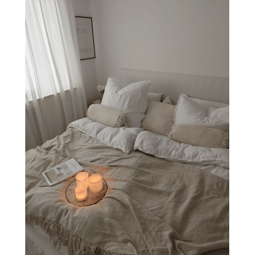 Colcha YERBENT Algodão 220 x 240 cm Branco creme