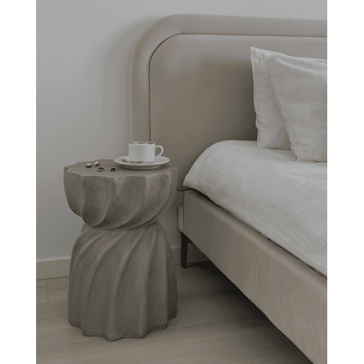 Cama Veludo SUZETTE 160 x 200 cm Creme claro