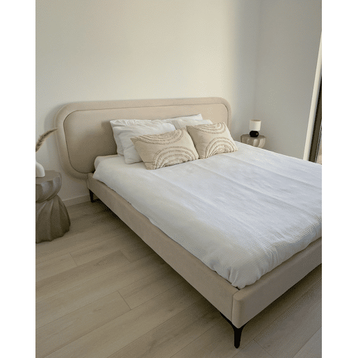 Cama Veludo SUZETTE 160 x 200 cm Creme claro