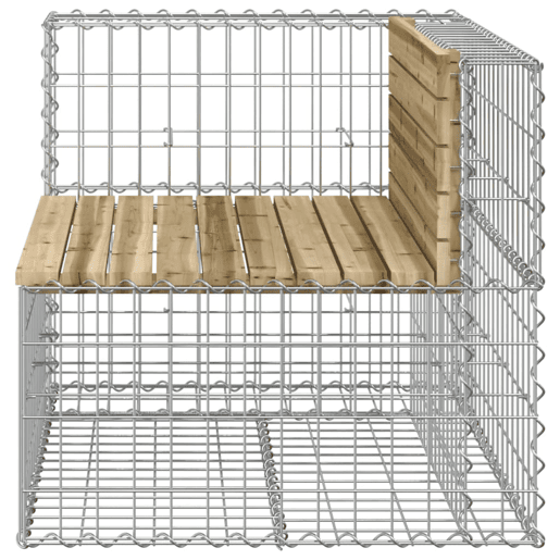 vidaXL Banco de jardim c design gabião 92x71x65,5 cm pinho impregnado