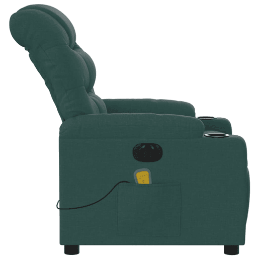 vidaXL Poltrona reclinável de massagens elétrica tecido verde-escuro vidaXL Poltrona reclinável de massagens elétrica tecido verde-escuro