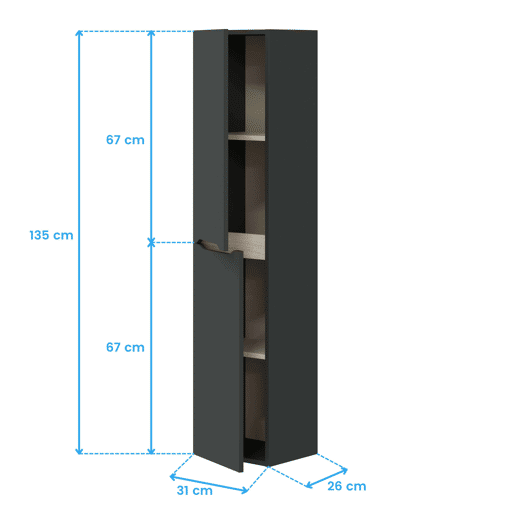 Columna de baño suspendida Lotto Antracita - Roble 31 x 135 x 26 cm