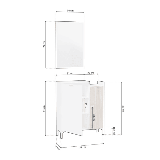 Corredor de Nitza Blanco Artik (Blanco Mate) - Natur 77 x 91 x 24 cm
