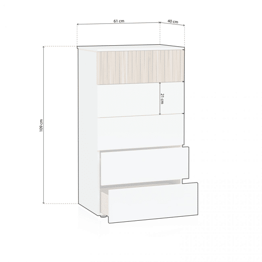 Cómoda Nitza Blanco Artik (Blanco Mate) - Natur 61 x 109 x 40 cm