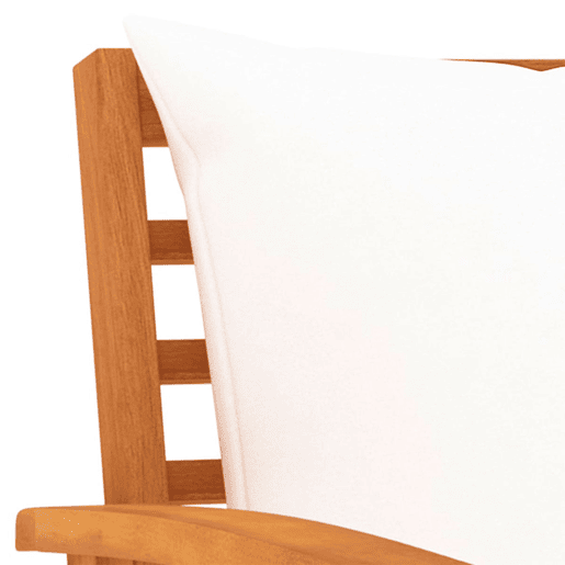 vidaXL Banco jardim 120 cm com almofadão cor creme acácia maciça