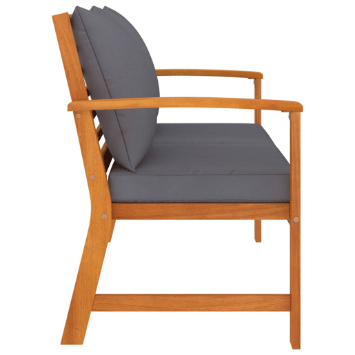 vidaXL Banco jardim 120 cm c almofadão cinzento-escuro acácia maciça