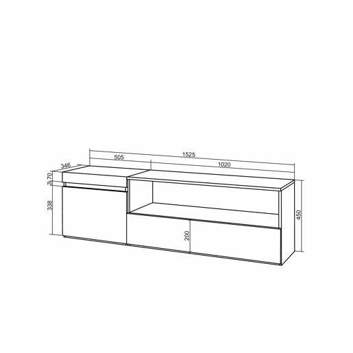 Móvel de TV, Muito espaço de arrumação, 150x35x45cm, Para televisores até 65, Estante para TV, Estilo moderno, Carvalho