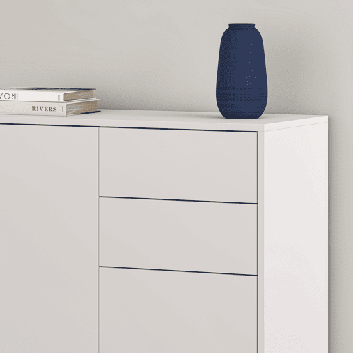 Cómoda Paarl com 2 gavetas e 2 portas 74x79x36cm Branco mate en.casa