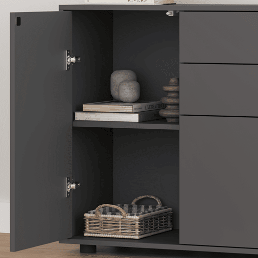 Cómoda Paarl com 2 gavetas e 2 portas 74x79x36cm Cinzento escuro mate en.casa