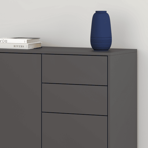Cómoda Paarl com 2 gavetas e 2 portas 74x79x36cm Cinzento escuro mate en.casa