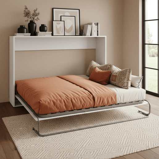 Cama dobrável aglomerado melamina branca 135x190cm