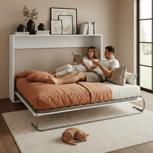 Cama dobrável aglomerado melamina branca 135x190cm