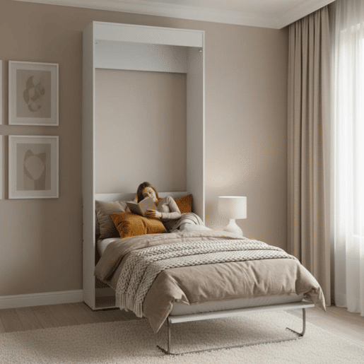 Cama dobrável vertical aglomerado branco 90x190cm