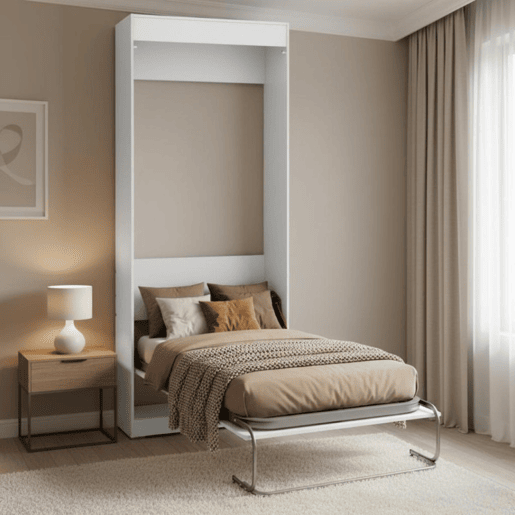 Cama dobrável vertical aglomerado branco 90x190cm