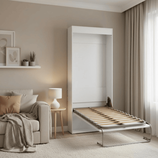 Cama dobrável vertical aglomerado branco 90x190cm