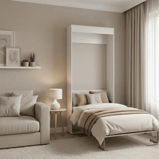 Cama dobrável vertical aglomerado branco 90x190cm