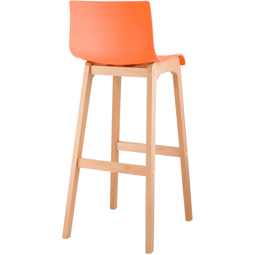 Taburete de bar Hover estructura de plástico base de cuatro patas Natura Madera Naranja 46X41X102 cm
