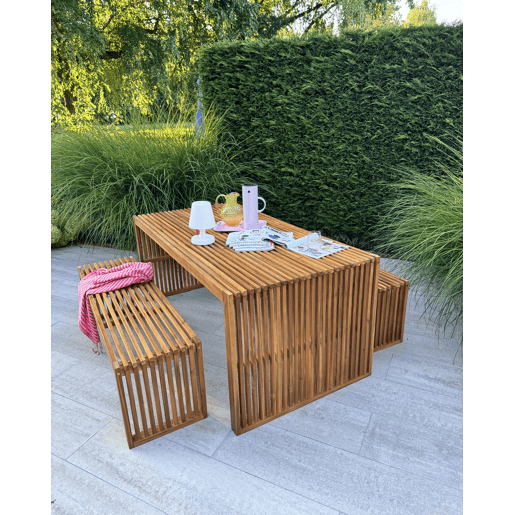 Mesa de refeição de jardim SULZANO 180 cm 90 cm Madeira de acácia Castanho