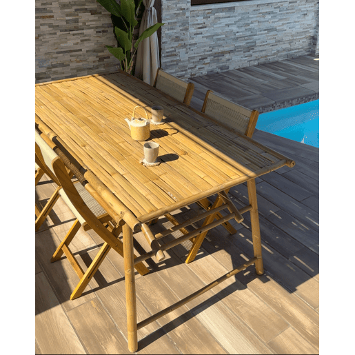 Mesa de refeição de jardim TINDARI 180 cm 90 cm Madeira de bambu Castanho claro