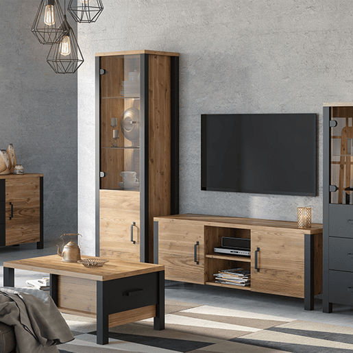 Móvel para televisão 2 portas 147 cm Lyam Madeira e Preto