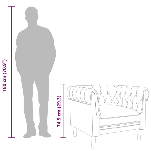 vidaXL Sofá chesterfield tecido castanho vidaXL Sofá chesterfield tecido castanho