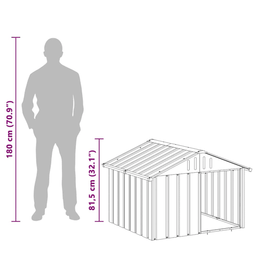 vidaXL Casota para cães 116,5x103x81,5 cm aço galvanizado cinzento
