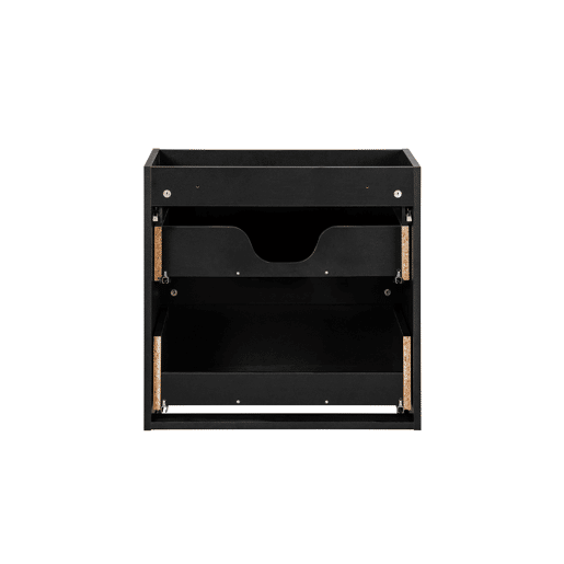 Móvel de lavatório simples 60cm 2 gavetas e coluna Riva Preto e Madeira