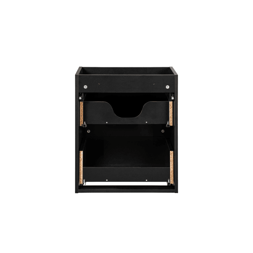 Conjunto móvel de lavatório simples encastrado 50cm 2 gavetas e coluna Riva Preto e Madeira