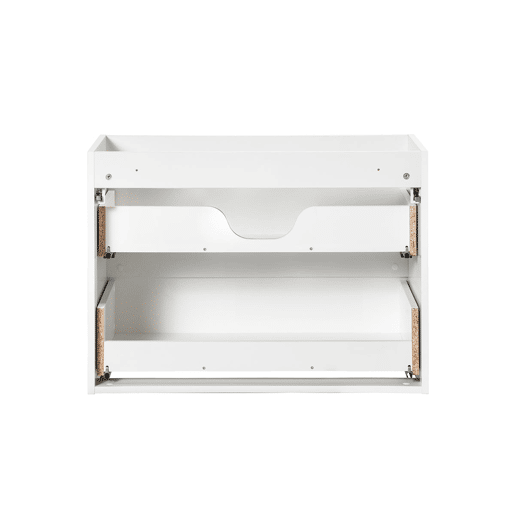 Conjunto móvel lavatório simples 80cm 2 gavetas e coluna Riva Branco e Madeira Conjunto móvel lavatório simples 80cm 2 gavetas e coluna Riva Branco e Madeira